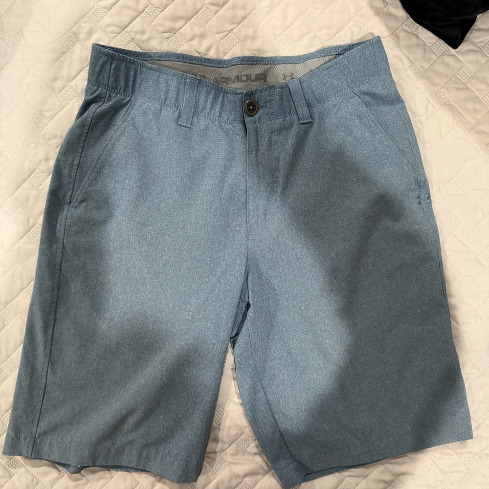 Under‎ Armour Men's 30 in Blue Golf Shorts Flat Front Pockets Logo Lightweight